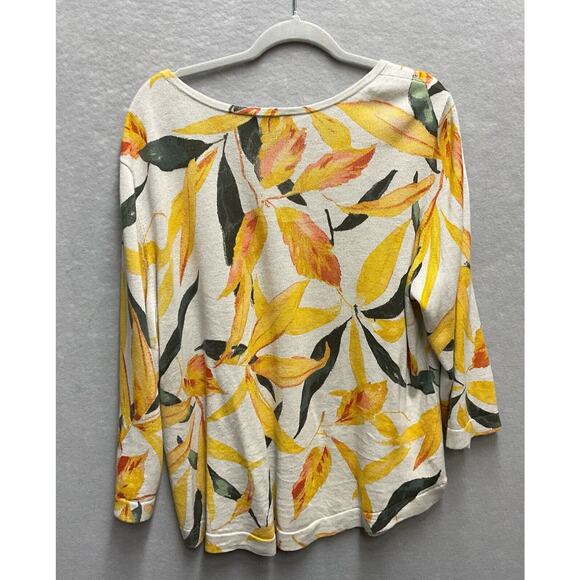 Chicos 3 (L) Multi Color Floral Knit Top Pull Over Style Rayon Blend - Picture 2 of 8